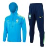 Brasilien Hoodie Training Sweatshirts Quarter-zip 2024-25 Blaue Für Kinder